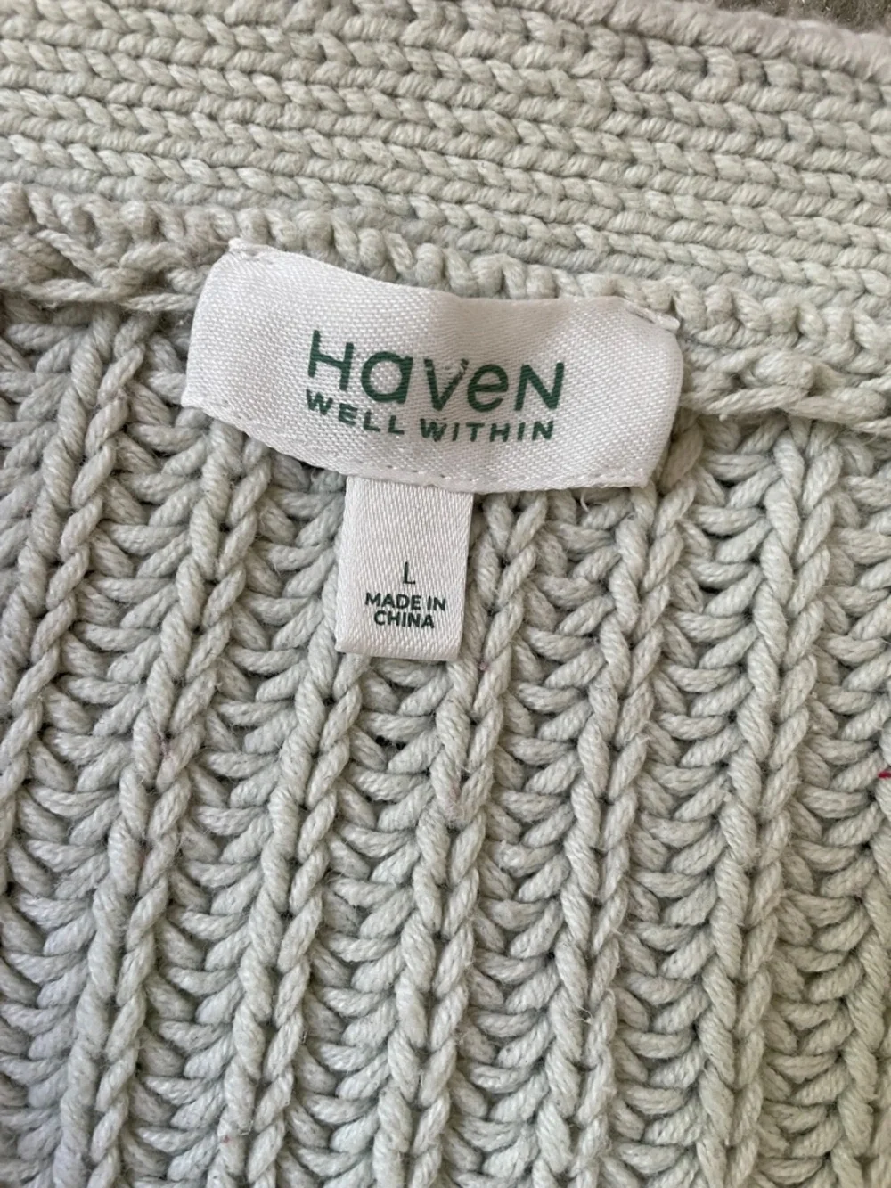 Haven Well Within mint green shaker stitch knit cardigan L - Picture 3 of 5